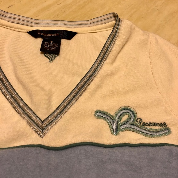 New Rocawear Colour Blocked V-Neck Towel Tee S - Picture 2 of 6